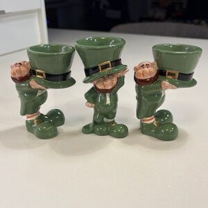 Vintage Leprechaun Candle Holders- set of 3